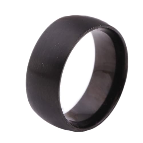Calefee Eheringe Herren Einzeln Schlicht, Damen Ringe Edelstahl Personalisiert Bandring Glatt Schwarz 8 mm Breit, gr. 52 von Calefee