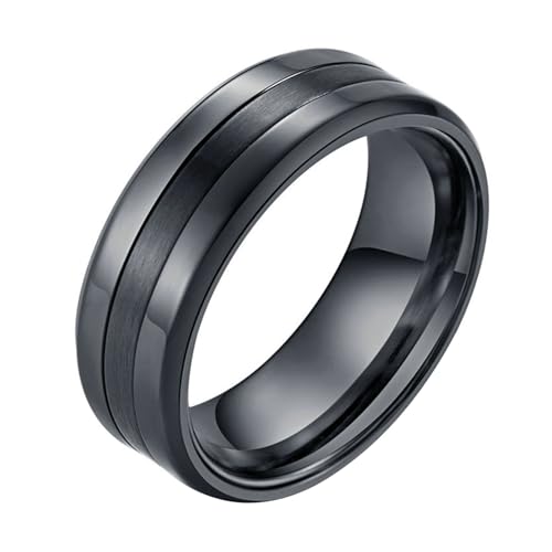 Calefee Eheringe Herren Einzeln Schlicht, Ring Personalisiert Herren Edelstahl Bandring Glatt Gebürstet Breit 8 mm, gr. 67 von Calefee