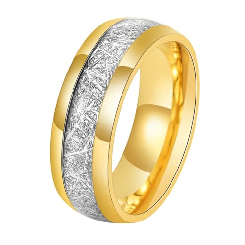 Calefee Eheringe Herren Einzeln Schlicht, Verlobungsring Herren Edelstahl Personalisiert Bandring Breit 8 mm mit Metall, Größe 65 von Calefee