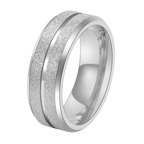 Calefee Eheringe Herren Einzeln Schlicht, Verlobungsring Herren mit Gravur Edelstahl Bandring Breit 8 mm Matt mit Rille, gr. 65 von Calefee
