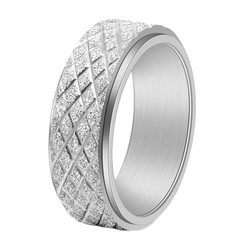 Calefee Fidget Ring Edelstahl Anti Stress, Verlobungsring Herren mit Gravur Bandring Breit 8 mm Matt Drehbar, gr. 52 von Calefee