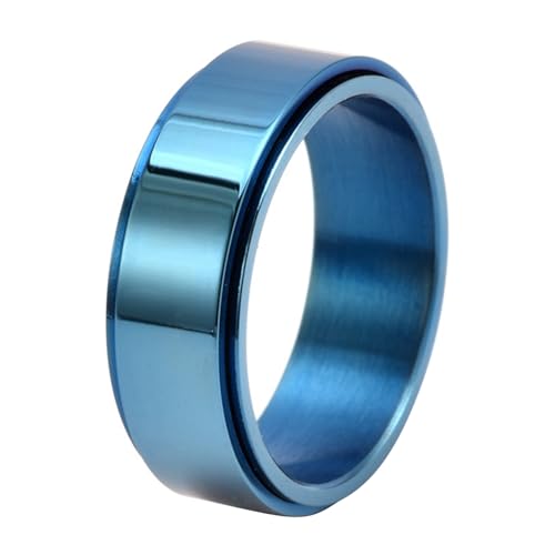 Calefee Fidget Ring Herren Anti Stress, Ringe Edelstahl Männer Verlobungsring Bandring Breit 8 mm Breit Drehbar, gr. 62 von Calefee