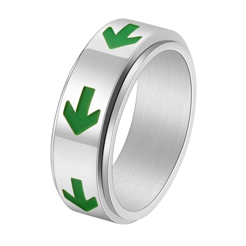 Calefee Fidget Ring Herren Anti Stress, Ringe Herren Edelstahl Verlobungsring Personalisierbar Bandring Breit 8 mm Drehbar Leuchtend, Größe 52 von Calefee