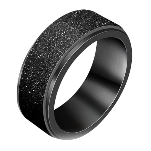 Calefee Fidget Ring Herren Anti Stress, Ringe Personalisiert Damen Edelstahl Bandring Breit 8 mm Matt Drehbar Breit 7,8 mm, Größe 62 von Calefee