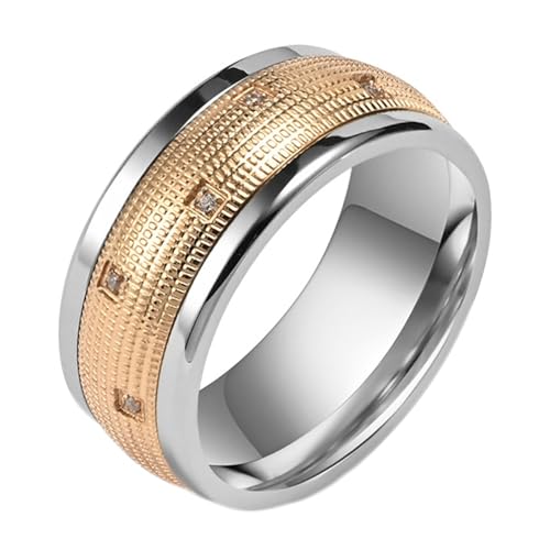 Calefee Fidget Ring Spinner Anti Stress, Ring für Herren Edelstahl Eheringe Personalisierbar Bandring Drehbar Breit 10 mm mit Zirkonia, Größe 57 von Calefee