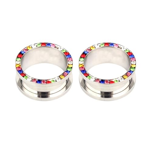 Calefee Flesh Tunnel 10mm, Plug Edelstahl Schraubgewinde mit Mehrfarbigem Zirkonia Piercing-Schmuck Damen Ohr Expander 2 Stücke Calefee Flesh Tunnel 10mm, Plug Edelstahl Schraubgewinde mit Mehrfarbigem Zirkonia Piercing-Schmuck Damen Ohr Expander 2 Stücke von Calefee