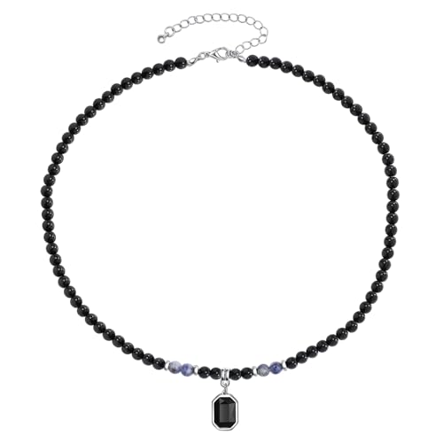 Calefee Halskette Stein Herren, Surfer Halskette Damen mit Anhänger 52 cm Lang Verstellbar Modeschmuck Kette Surfer von Calefee