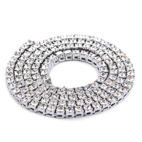 Calefee Herren Kette Iced Out 61 cm, Venezianerkette Damen 4mm Breit Hip Hop Kette Herren Ohne Anhänger von Calefee