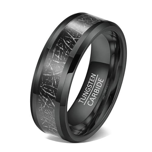 Calefee Herrenringe Schlicht Ehering, Ring Wolframcarbid Personalisiert Bandring Breit 8 mm mit Abgeschrägter Kante Schwarz, Größe 65 von Calefee