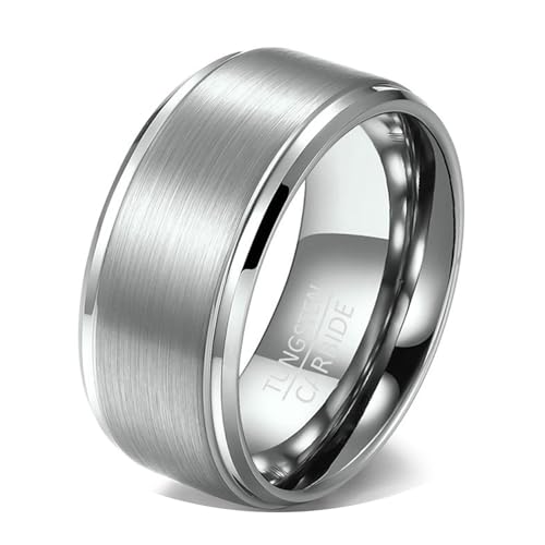 Calefee Herrenringe Schlicht Ehering, Ringe Personalisiert Herren Wolfram Bandring Breit 10 mm Matt Gebürstet, Größe 70 von Calefee