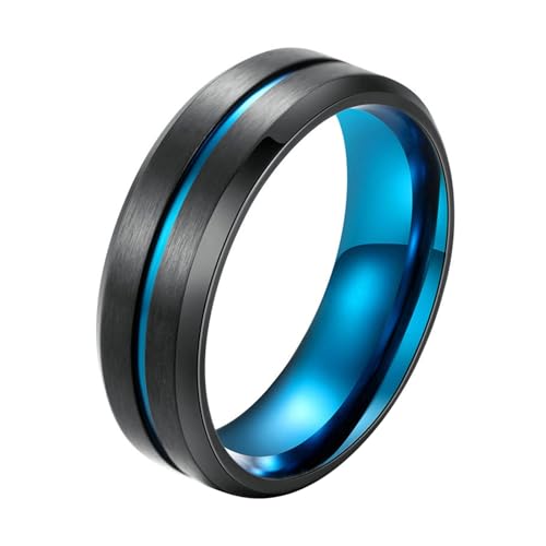 Calefee Herrenringe Schlicht Ehering, Ringe für Herren mit Gravur Edelstahl Bandring Breit 8 mm Zweifarbig Matt Gebürstet, Größe 57 von Calefee