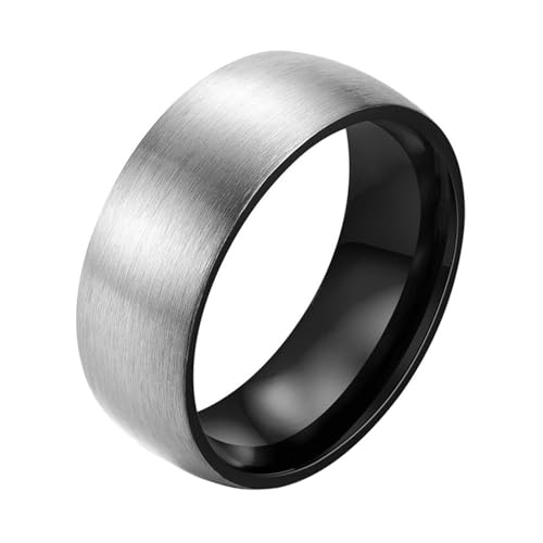 Calefee Herrenringe Schlicht Ehering, Trauringe Edelstahl für Herren Personalisiert Zweifarbig Bandring Matt Gebürstet Breit 8 mm, Größe 57 von Calefee