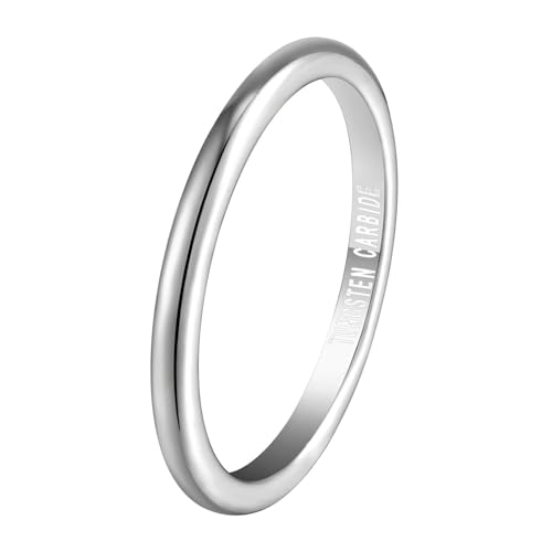 Calefee Herrenringe Schlicht Ehering, Wolframringe für Trauung Damen Bandring Breit 2 mm Glatt, Größe 57 von Calefee