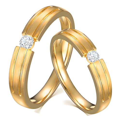 Calefee Hochzeit Ringe Paar, Eheringe Echt Gold 375 mit Diamant Echtschmuck, Trauringe Herren und Damen Gr. 47 bis 70 von Calefee