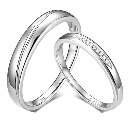 Calefee Hochzeit Ringe Paar, Partnerringe Gold 750 Verlobungsringe mit Diamant, Trauringe für Mann und Frau Größe 47 bis 70 von Calefee