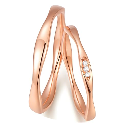 Calefee Hochzeit Ringe Paar, Ringe Rosegold 585 Set Verlobungsringe mit Moissanit, Trauringe für Herren und Damen Größe 47 bis 70 von Calefee