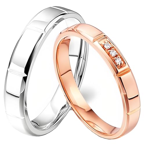 Calefee Hochzeit Ringe Paar, Verlobungsringe Echt Gold Bicolor 375 mit Moissanit, Trauringe für Mann und Frau Größe 47 bis 70 von Calefee