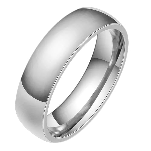 Calefee Hochzeit Ringe Schlicht Ehering, Edelstahl Ringe Damen Verlobungsring Bandring Breit 5 mm Breit, gr. 52 von Calefee
