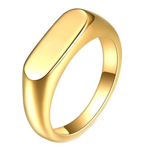 Calefee Hochzeit Ringe Schlicht Ehering, Edelstahlring Damen Verlobungsring Ovales Siegelring Breit 6 mm, gr. 62 von Calefee