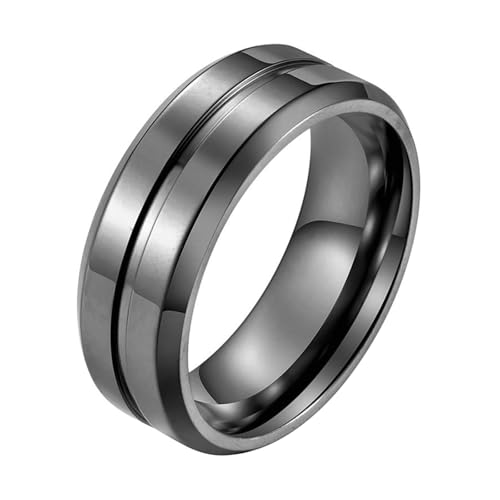 Calefee Hochzeit Ringe Schlicht Ehering, Männer Ringe Edelstahl Verlobungsring Bandring Breit 8 mm Glatt mit Rille, gr. 65 von Calefee