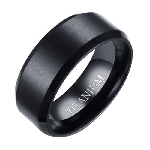 Calefee Hochzeit Ringe Schlicht Ehering, Ringe Edelstahl Männer Personalisiert Bandring Breit 8 mm Schwarz Matt Gebürstet, gr. 65 von Calefee