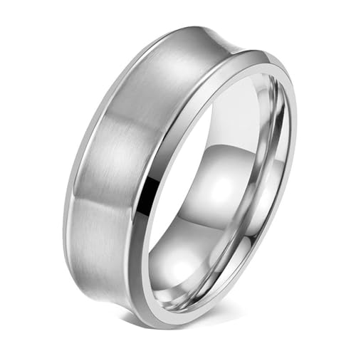 Calefee Hochzeit Ringe Schlicht Ehering, Ringe Herren Edelstahl Verlobungsring Bandring Breit 8 mm Konkave Oberfläche, Größe 57 von Calefee
