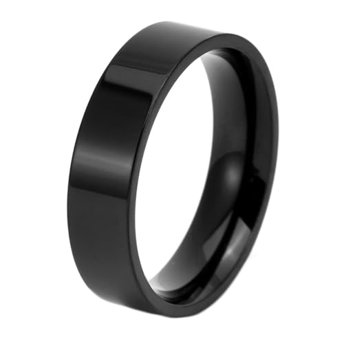 Calefee Hochzeit Ringe Schlicht Ehering, Ringe Personalisiert Herren Edelstahl Bandring Schwarz 6 mm Breit, gr. 54 von Calefee