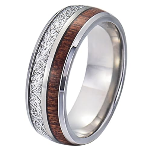 Calefee Hochzeit Ringe Schlicht Ehering, Ringe mit Gravur für Männer Wolfram Holzring Breit 8 mm mit Metall, Größe 62 von Calefee