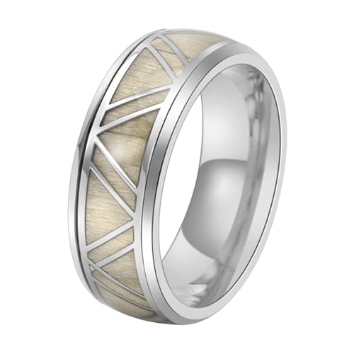 Calefee Hochzeit Ringe Schlicht Ehering, Trauringe Edelstahl für Herren Personalisiert Bandring Breit 9 mm mit Holz, gr. 57 von Calefee