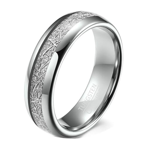 Calefee Hochzeit Ringe Schlicht Ehering, Wolfram Ring Herren Verlobungsring Bandring Breit 6 mm mit Metall, Größe 67 von Calefee