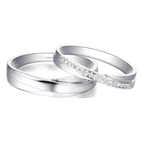 Calefee Hochzeitringe Paar, Eheringe Gold 750Er mit Moissanit Echtschmuck, Trauringe für Herren und Damen Gr. 47 bis 70 von Calefee