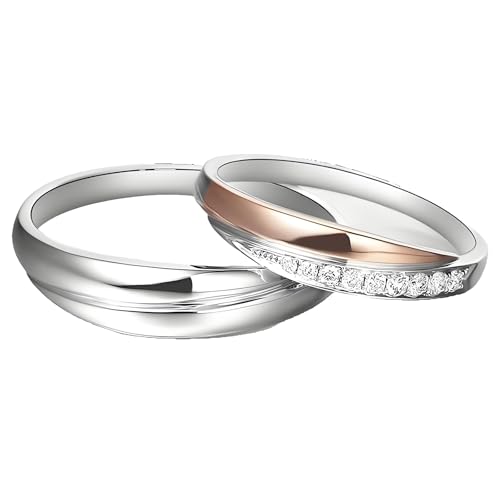 Calefee Hochzeitringe Paar, Trauringe Bicolor Gold 750 Paarpreis mit Moissanit, Eheringe für Mann und Frau Gr. 47 bis 70 von Calefee