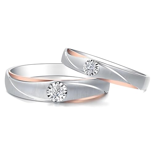 Calefee Hochzeitringe Paar, Verlobungsringe Bicolor Gold 750 mit Moissanit, Trauringe für Mann und Frau Größe 47 bis 70 von Calefee
