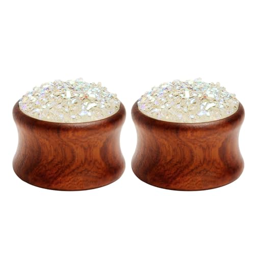 Calefee Holz Plugs 20mm, Ohr Tunnel Weiß Glitzer, Piercing Schmuck für Frauen und Männer Ohr Expander 2 Stück von Calefee