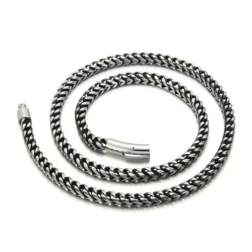 Calefee Kette Herren Edelstahl, Weizenkette Damen 66cm 5mm Breit Hip Hop Kette Herren Ohne Anhänger Modeschmuck von Calefee