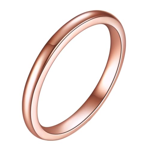 Calefee Kleine Ringe Schmuck Damen, Damenringe Modeschm Verlobungsring Schlicht Bandring Breit 2 mm, Größe 60 von Calefee