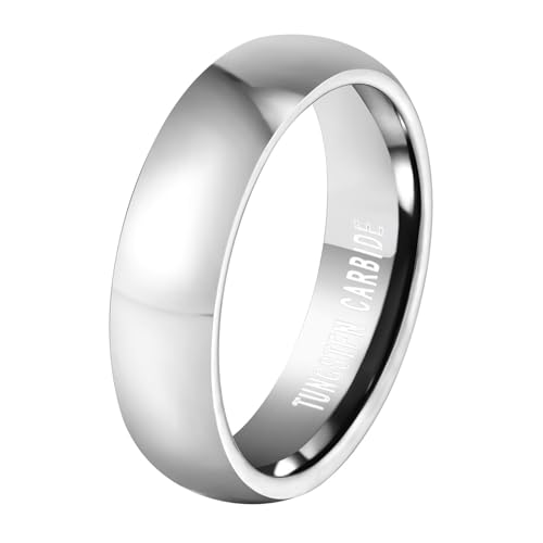 Calefee Männer Ringe Schlicht Ehering, Wolframringe für Trauung Personalisiert Bandring Breit 6 mm Glatt, gr. 52 von Calefee