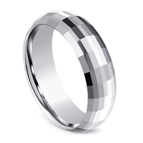 Calefee Männer Ringe Schlicht Ehering, Wolframringe für Trauung Personalisiert Bandring Facettiert 6 mm Breit, gr. 60 von Calefee