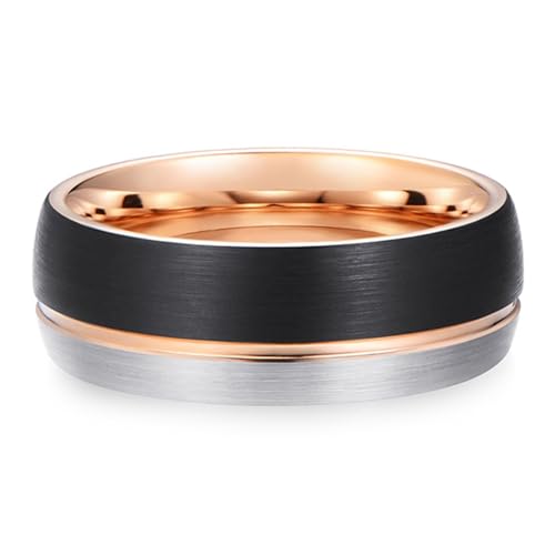 Calefee Männer Ringe Schlicht Ehering, Wolframringe für Trauung Personalisiert Bandring Matt Gebürstet Breit 8 mm mit Rille, gr. 65 von Calefee