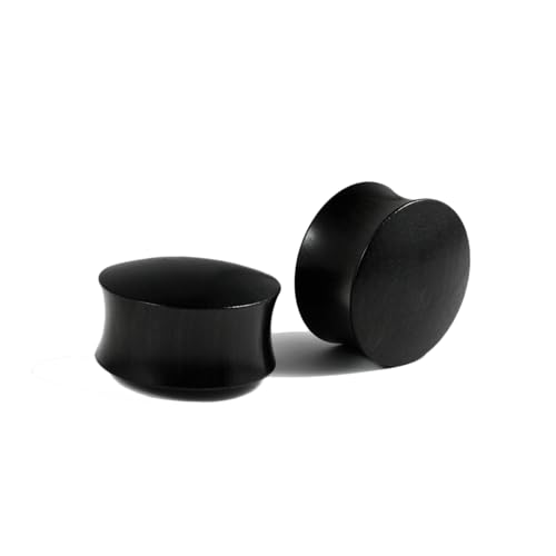 Calefee Ohr Plug 14mm Holz, Ohrdehner Double Flared mit Schwarze Kuppelform, Piercing Schmuck Ohr Expander für Damen 1 Paar von Calefee