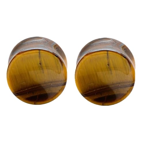 Calefee Ohr Plug 16mm, Tunnel Stein Unisex Brauner Stein Ohr Expander für Herren Piercing-Schmuck 2 Stücke von Calefee