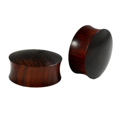 Calefee Ohr Plug 8mm Holz, Ohrdehner Double Flared mit Rote Kuppelform, Piercing Schmuck Ohr Expander für Damen 1 Paar von Calefee