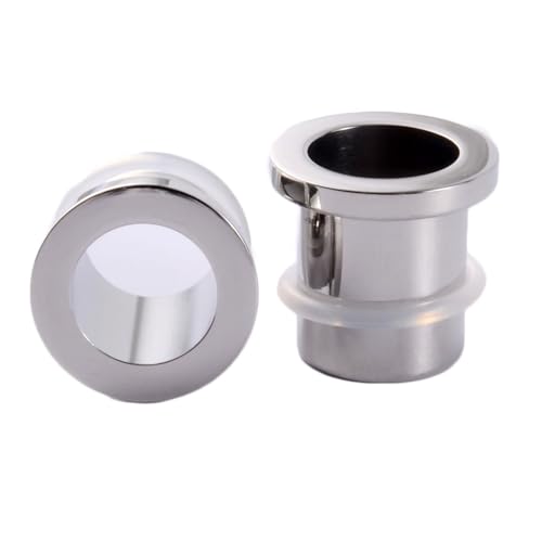 Calefee Ohr Tunnel 15mm, Flesh Plug Edelstahl Schraubgewinde Silberringform Ear Stretching Plugs Herren Ohrringe Piercing 2 Stücke von Calefee