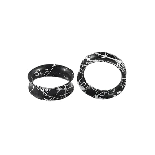 Calefee Ohr Tunnel 16mm, Silikon Plug Schwarz-Weißer Double Flared Tunnel Ohrringe Piercing für Damen Herren Ohr Expander 2 Stücke von Calefee
