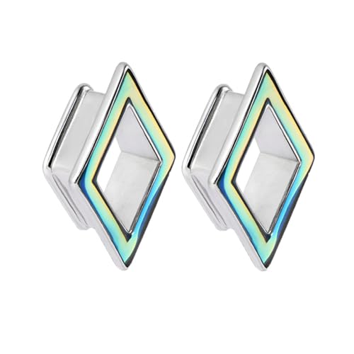 Calefee Ohr Tunnel 22mm, Piercing Tunnel aus Edelstahl Rautenform, Ohrdehner für Damen und Herren 2er Set von Calefee