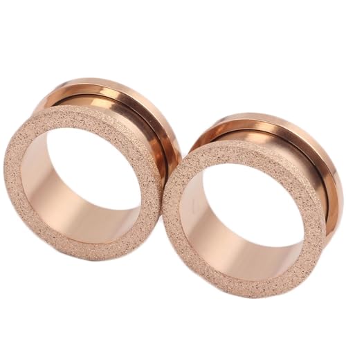 Calefee Ohr Tunnel 5mm, Ohr Plug Edelstahl Schraubgewinde Matt Rund Roségold Ohrringe Piercing für Damen Herren Ohr Expander 2 Stücke von Calefee