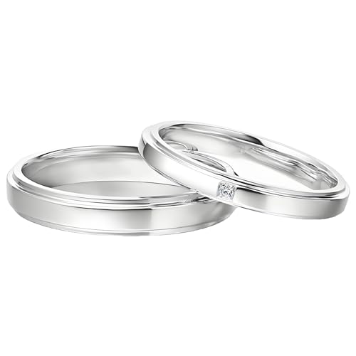 Calefee Paar Ringe Set, Trauringe Paarpreis Gold 585 mit Moissanit, Hochzeit Ringe Herren und Damen Gr. 47 bis 70 von Calefee