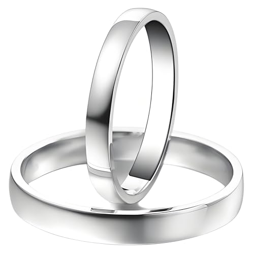 Calefee Paar Ringe Set, Verlobungsring Weißgold 585 Echtschmuck Echtschmuck, Trauringe Herren und Damen Gr. 47 bis 70 von Calefee