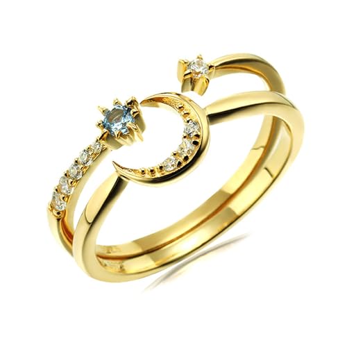 Calefee Ring Damen Gold 750, Hochzeit Ringe Frauen 2er Set mit Erstellter Topas und Moissanite, Schmuck Echtgold 18k größe 54 (17.2) von Calefee