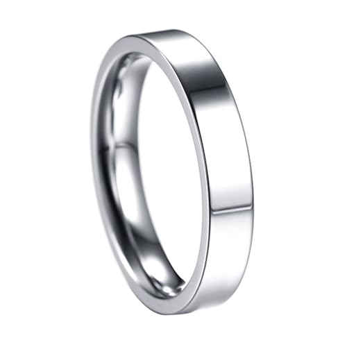Calefee Ring Damen Verlobungsring, Edelstahlringe Herren Eheringe Bandring Breit 4 mm Breit, Größe 52 von Calefee